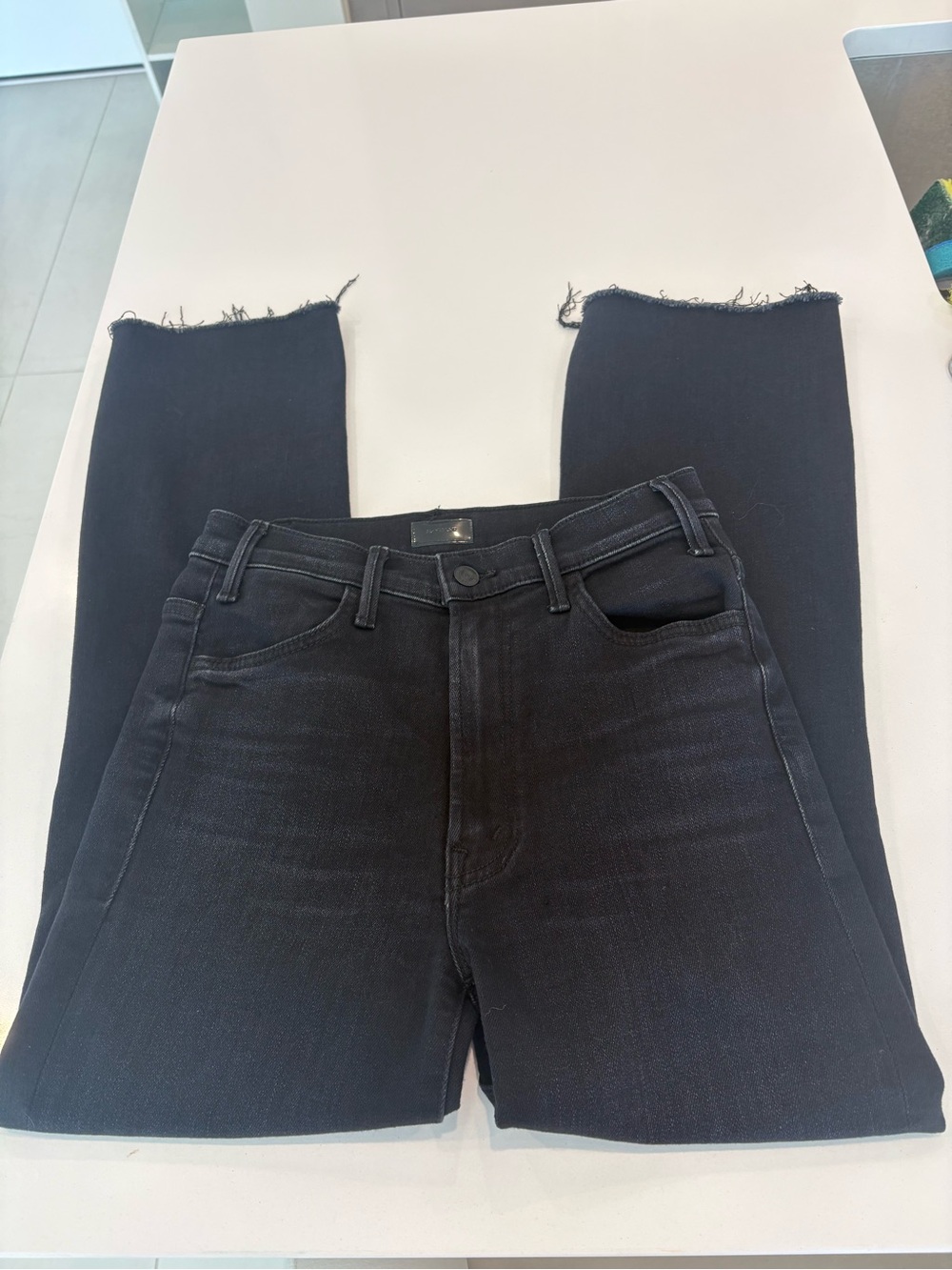 Mother Jeans The Hustler ankle fray high rise boot cut size 27